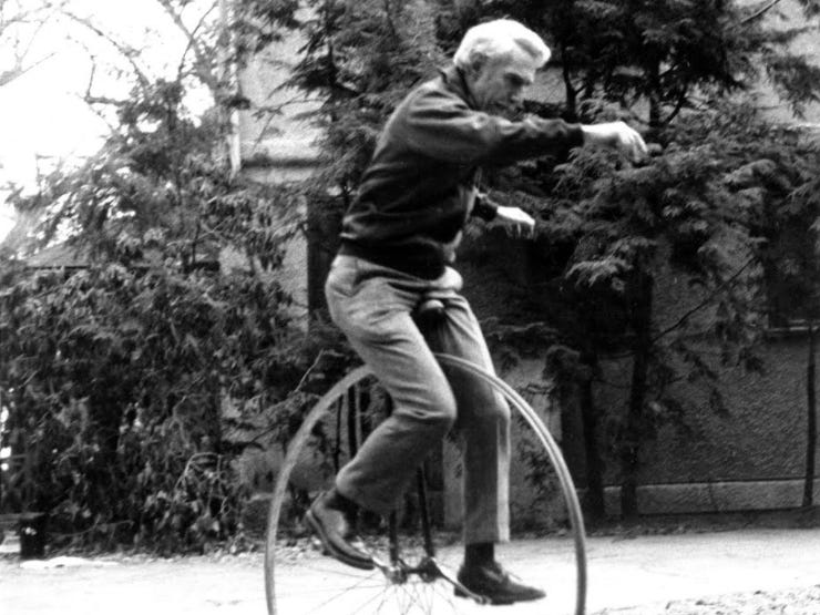 Claude Shannon on a unicycle